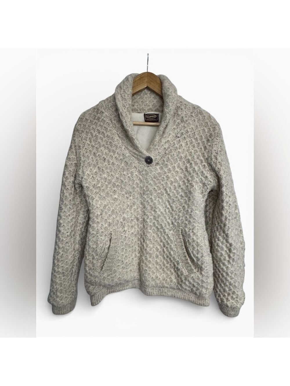 Wool Fleece Lined Shawl Collar Sweater Cabin Core